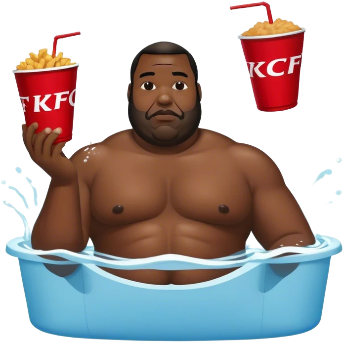 big black man swimming in a KFC bucket while drinking a swimming with the koo lad man emoji