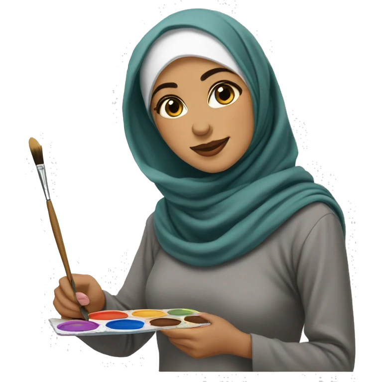 Hijabi-artist-painting-with-paint-brush  emoji