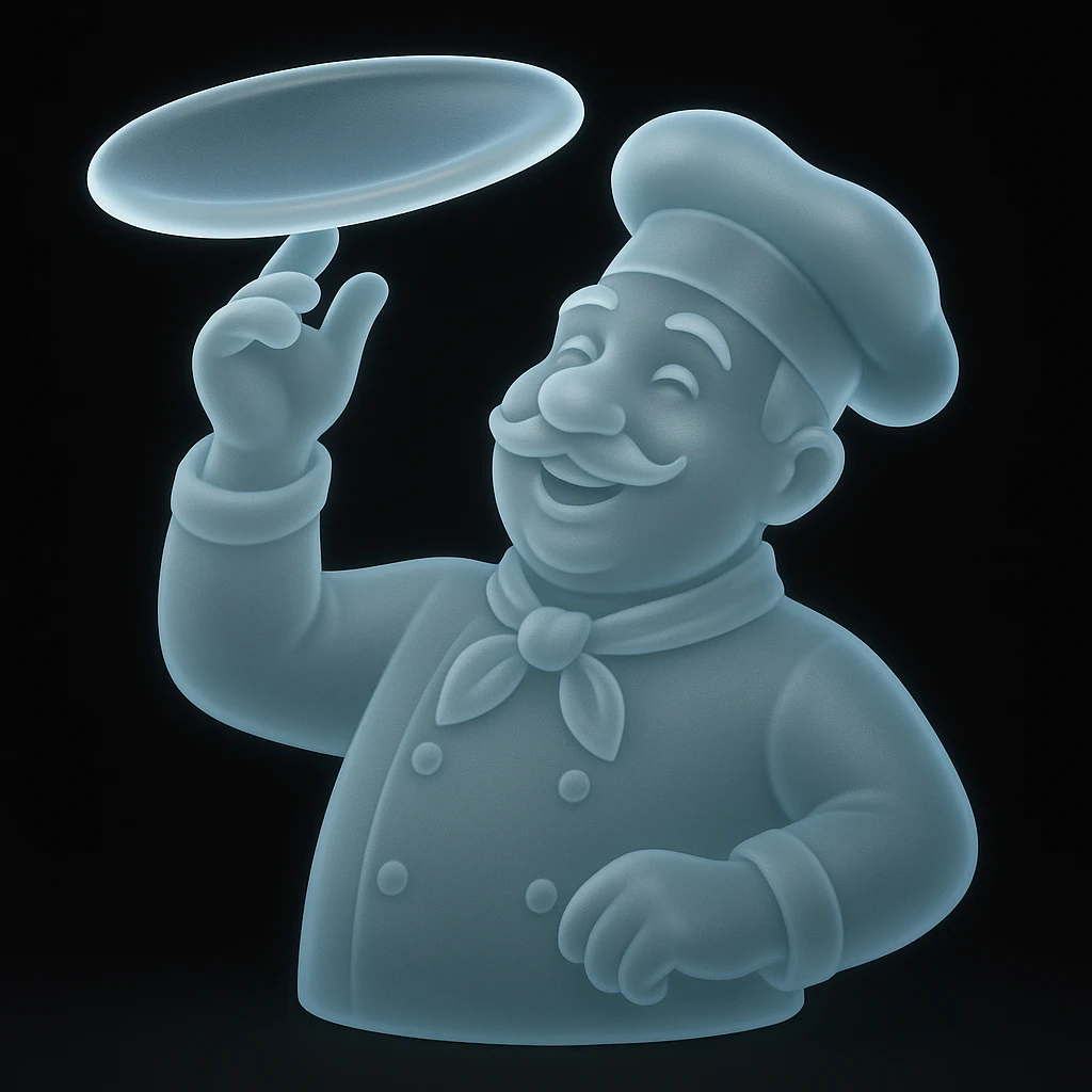 smiling Italian chef spinning pizza dough emoji