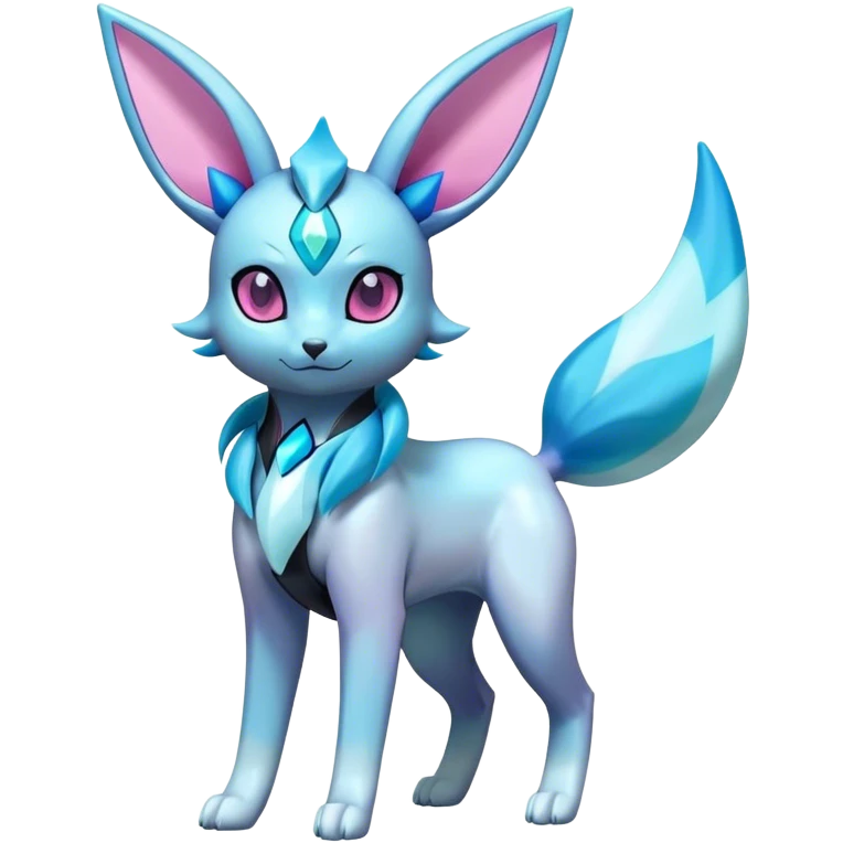 Shiny futuristic Glaceon-Espeon-Sylveon-Umbreon-hybrid, full body emoji
