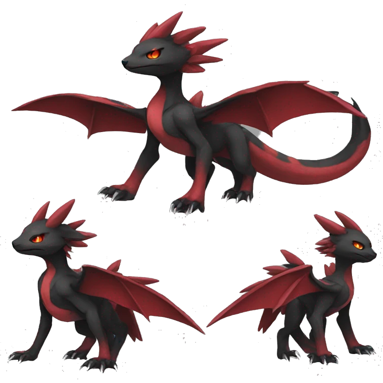 cool black red animal hybrid Fakemon full body emoji