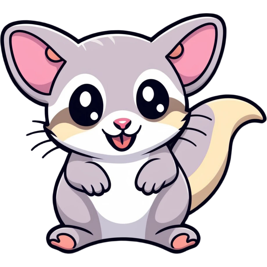cute sugar glider with its tongue out, bright and playful, classic emoji style with tongue out emoji