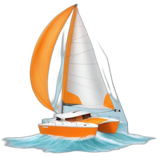 Catamaran avec voile orange et blanche emoji