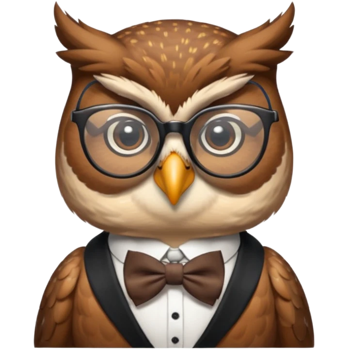 owl wearing bow tie with glasses emoji
