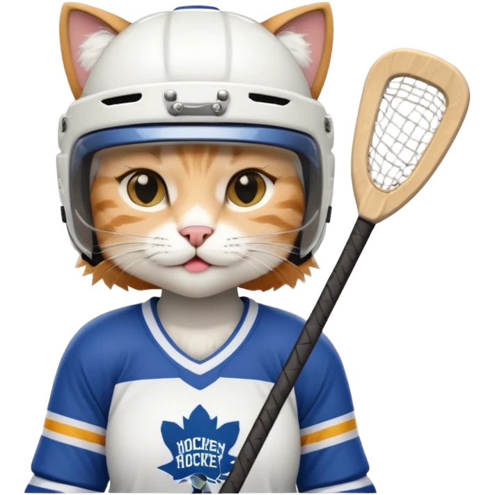 female cat hockey player with hockey stick emoji