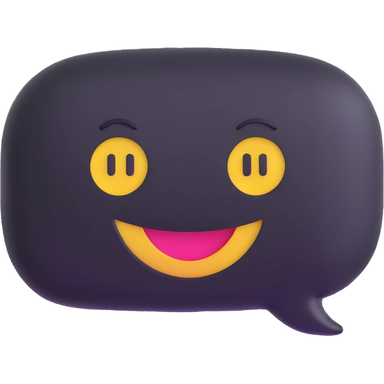 conversation bubble with a big smiley face emoji