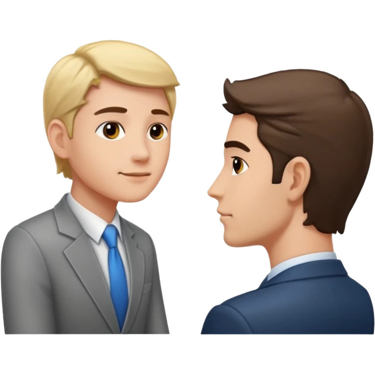 une image de 3/4 avec un recruteur à son bureau PAS DE FACE DE 3/4! qui regade un candidat assis en face de lui emoji