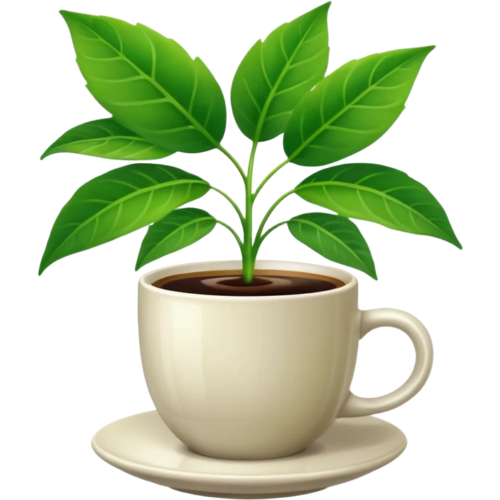 The plant behind of the cup of coffee  emoji