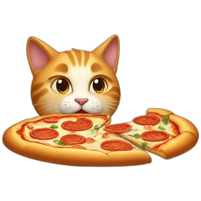 Cat eating pizza emoji