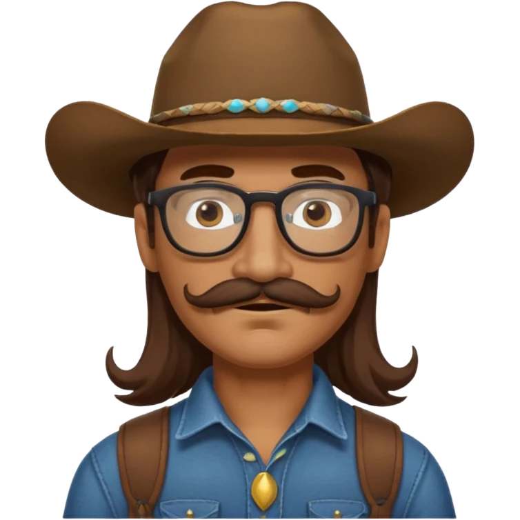long hair cowboy with glasses emoji