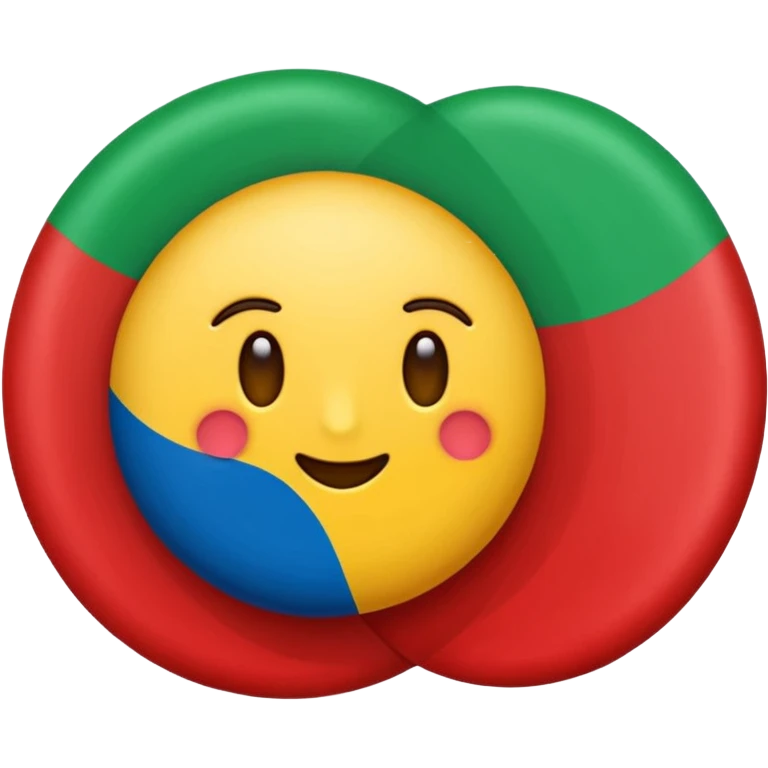 Emoji de bandera, mitad, azul y mitad inferior verde con un círculo rojo en el centro de la bandera en forma de rueda emoji