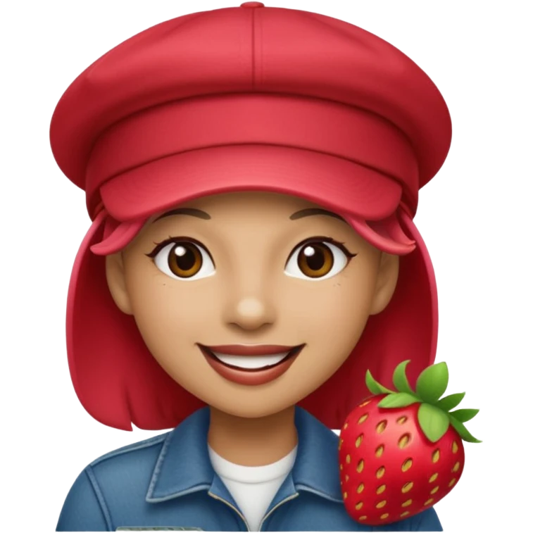 singer strawberry wearing cap emoji