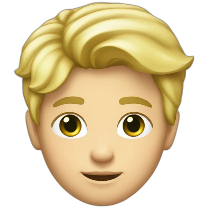 Garçon blond avec les cheveux court degradé et yeux vert emoji