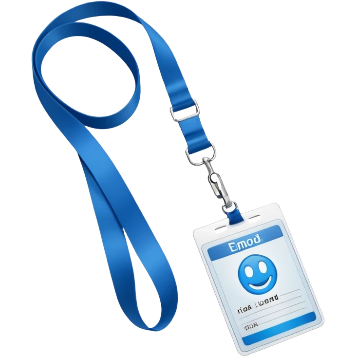 a blank id card with long looped blue lanyard emoji