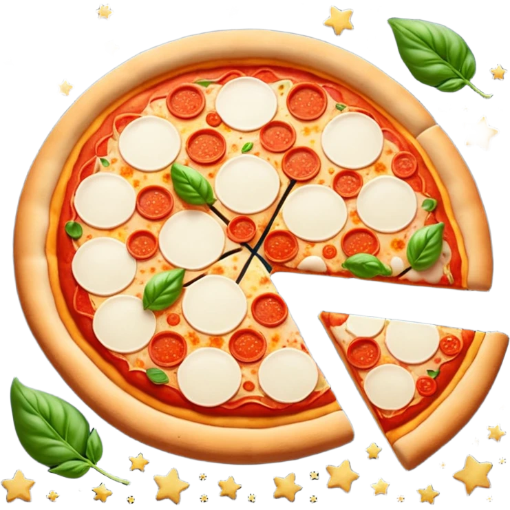 Una scritta Polvere di stelle fatta a pizza emoji