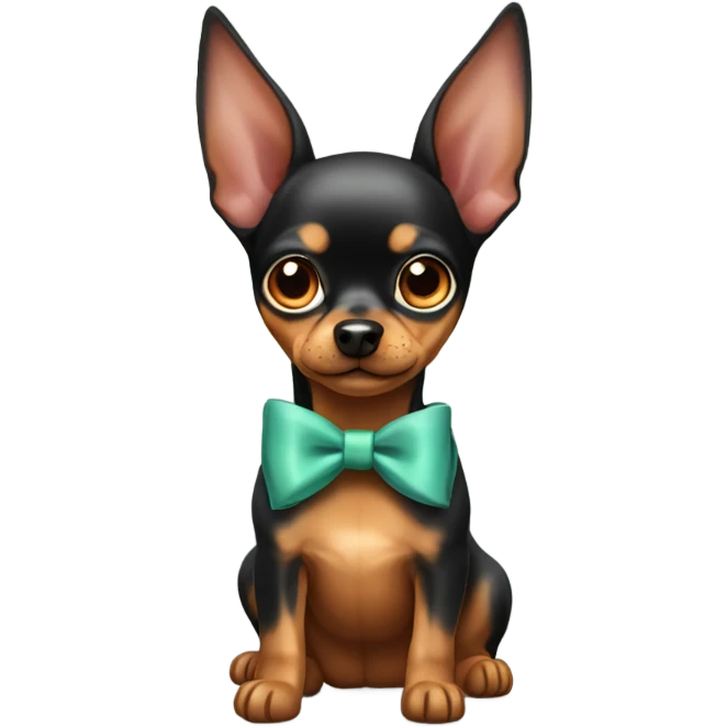 Cute minpin dog with bow on it  emoji
