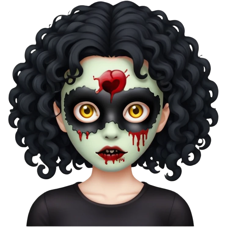 zombie girl whit curly hair black emoji emoji