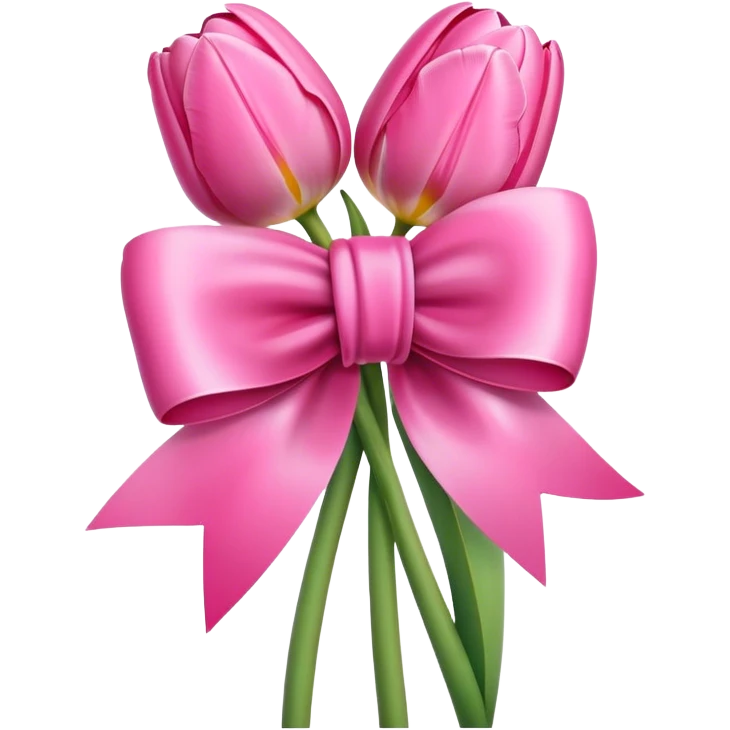 Pink tulips with a bow emoji