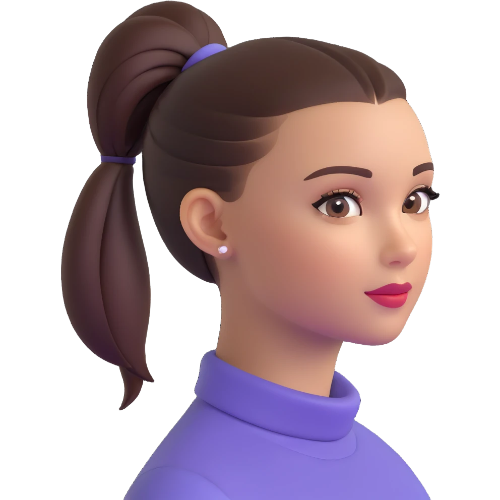 clean girl with smooth skin, subtle makeup, hair in a sleek ponytail emoji