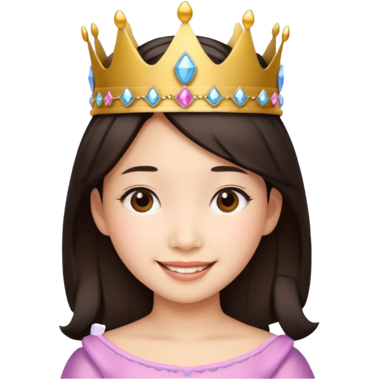 Asian girl wearing a princess crown on her head  emoji
