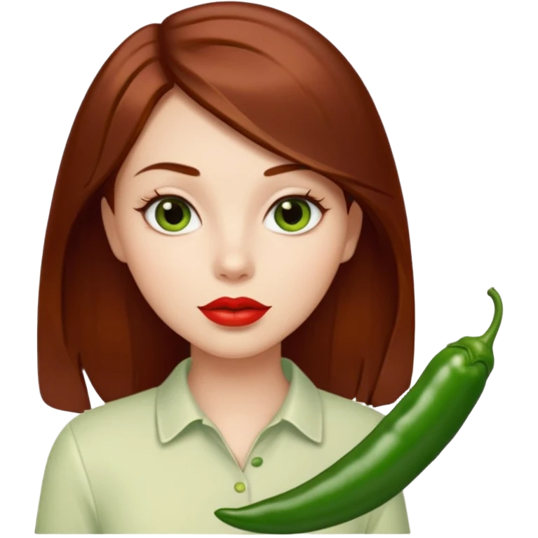 Girl with green chili emoji