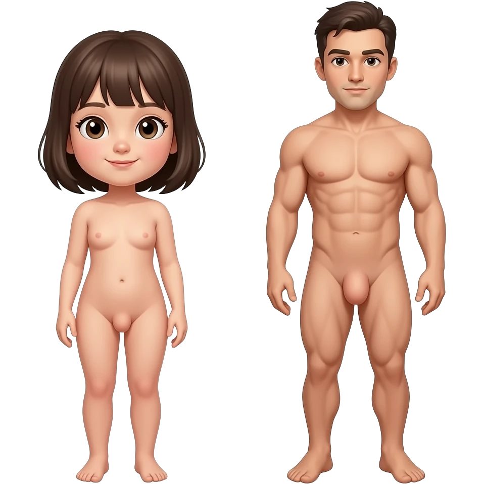 Naked girl The whole body and Naked man completely Penis makes children emoji