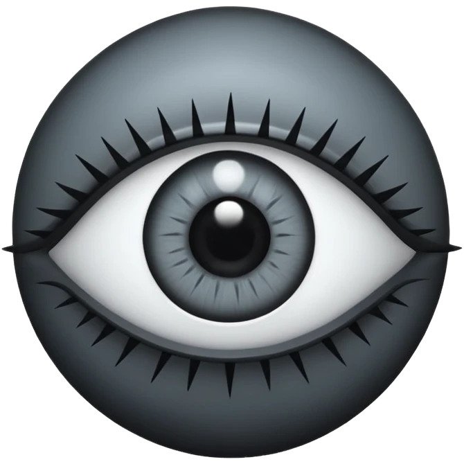 Minimal emoji, gothic futuristic eye, cold grey sclera, the pupil is fully replaced by a solid black number 8, occult cyber aesthetic, sharp clean lines, flat emoji design, centered, transparent background emoji