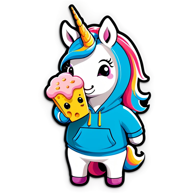 Unicorn with a cheese hoodie emoji