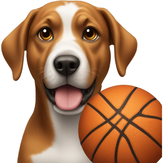A dog playing basketball emoji