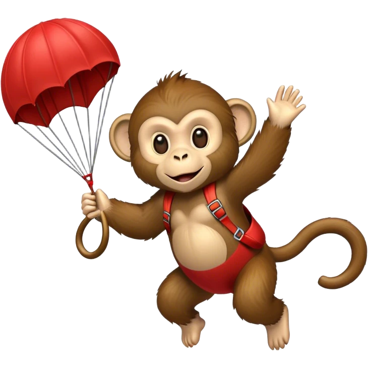 monkey flying with red parachute emoji