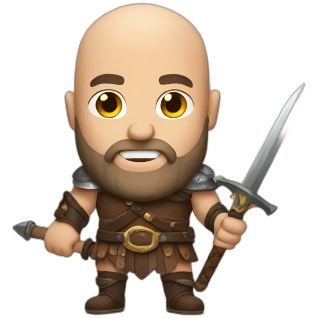 bald bearded barbarian with sword emoji