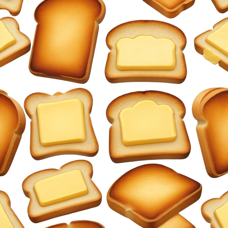 Cinematic warm toasted bread, golden-brown edges, butter melting into the surface, slightly crispy texture, simple and comforting, warm glowing background, inviting and homely. emoji