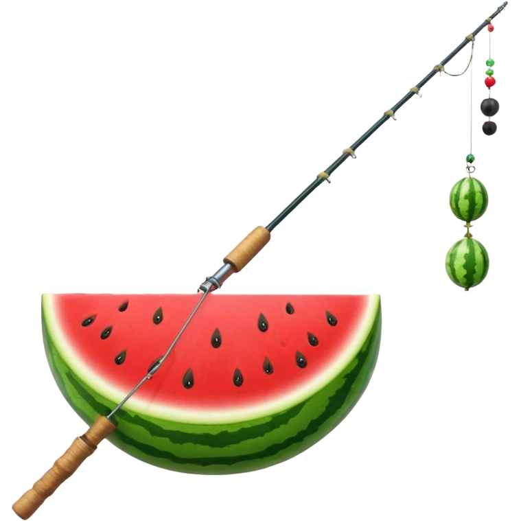 Watermelon on the end of a fishing rod emoji