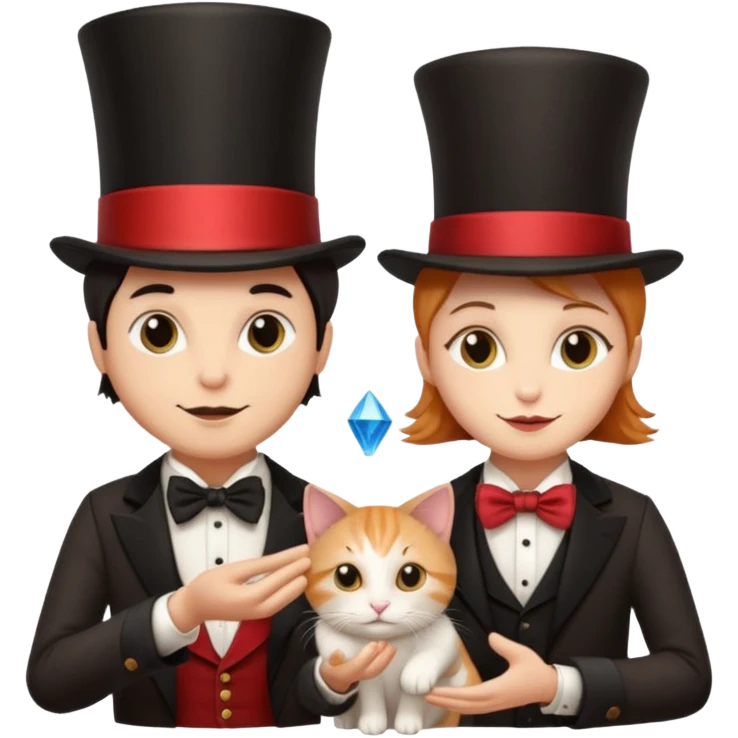 magician couple and their pet cat emoji