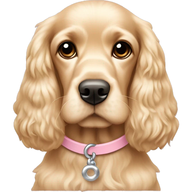 Blond cocker spaniel wearing two light pink sleighbell emoji