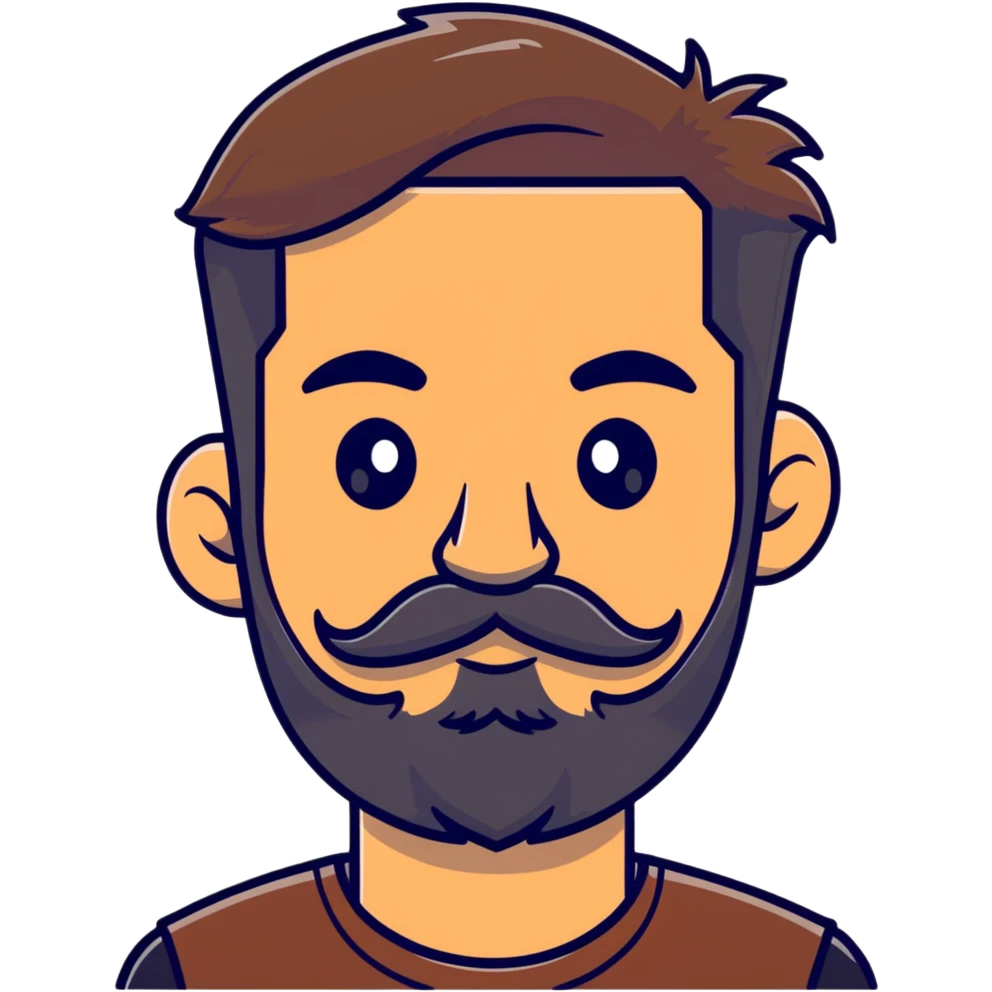 bearded man with mustache and connected bushy eyebrows emoji