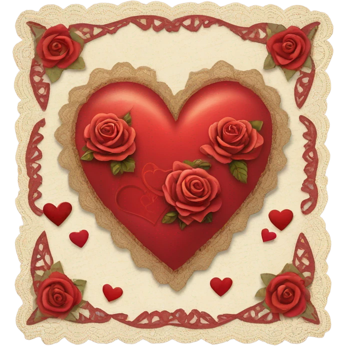 vintage valentine’s day card red emoji