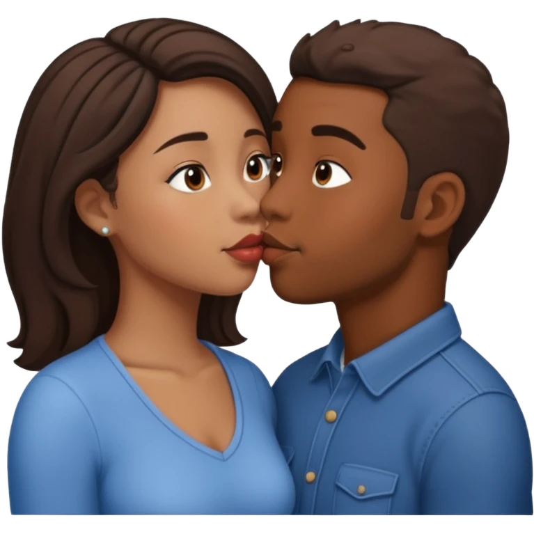 Interracial couple kissing  emoji