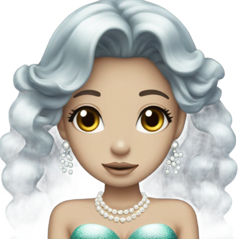 mermaid hime gyaru girl, dark hair with pearls emoji