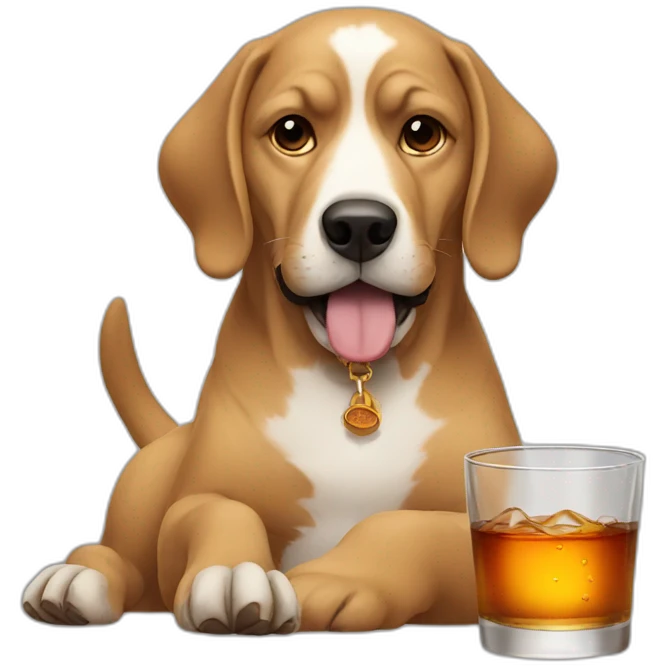 Dog drinking whiskey emoji