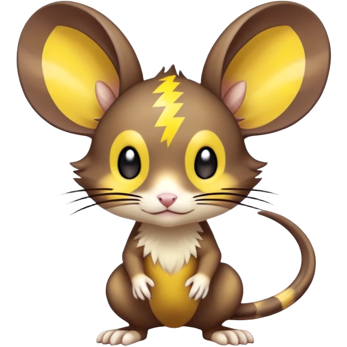 anime-style cute chibi Electric-elemental-type colorful dark-brown jerboa-Pokémon-Fakémon-animal-creature with yellow zig-zag-stripes emoji