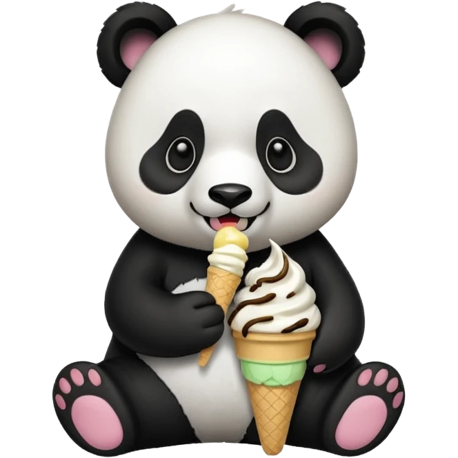 Panda eating ice cream emoji