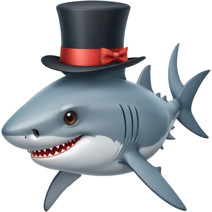 Shark with a top hat emoji