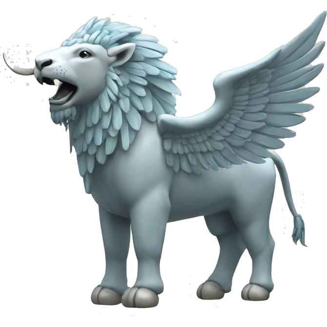 Lamassu, head of a bearded human, body of a bull, feathered wings that extend from its back emoji