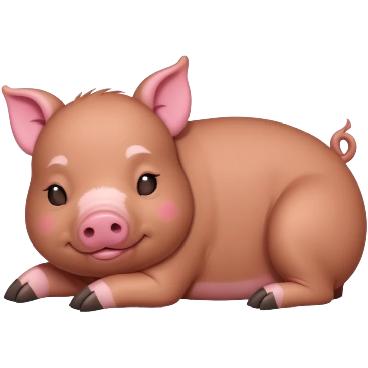 brown cute minipig full body, sleeping emoji