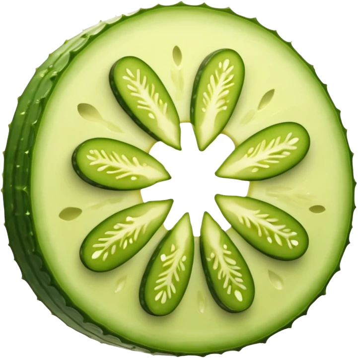 round pickle slice, cross-section, bright green, cartoonish emoji