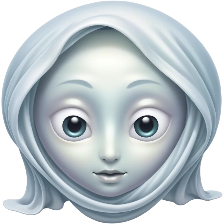 Regal and mysterious, with a flowing, sheet-like form draped in silvery-white hues, softly billowing as if caught in an unseen breeze, eye holes glowing with deep, thoughtful wisdom, simplified yet sophisticated, highly detailed, with a soft spectral radiance, high shine, exuding quiet authority, with a glowing outline that captures the essence of an ancient, noble spirit drifting through time! emoji