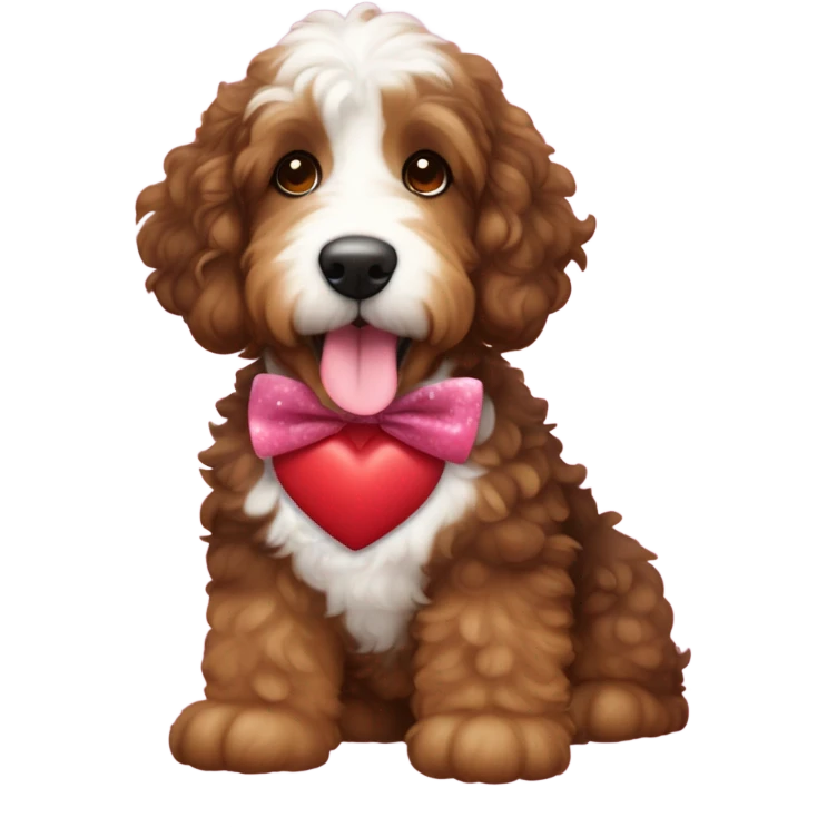 Bernedoodle dressed for Valentine’s Day emoji