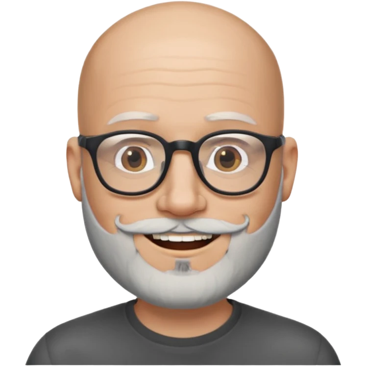 Bald man with salt and pepper beard and glasses emoji