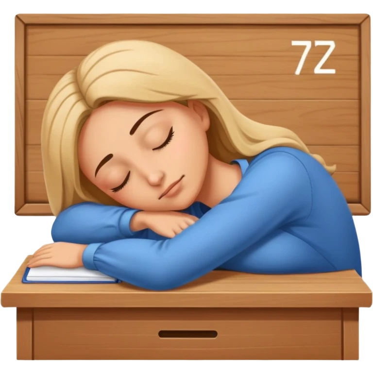 Tired woman teacher sleeping with head on desk emoji